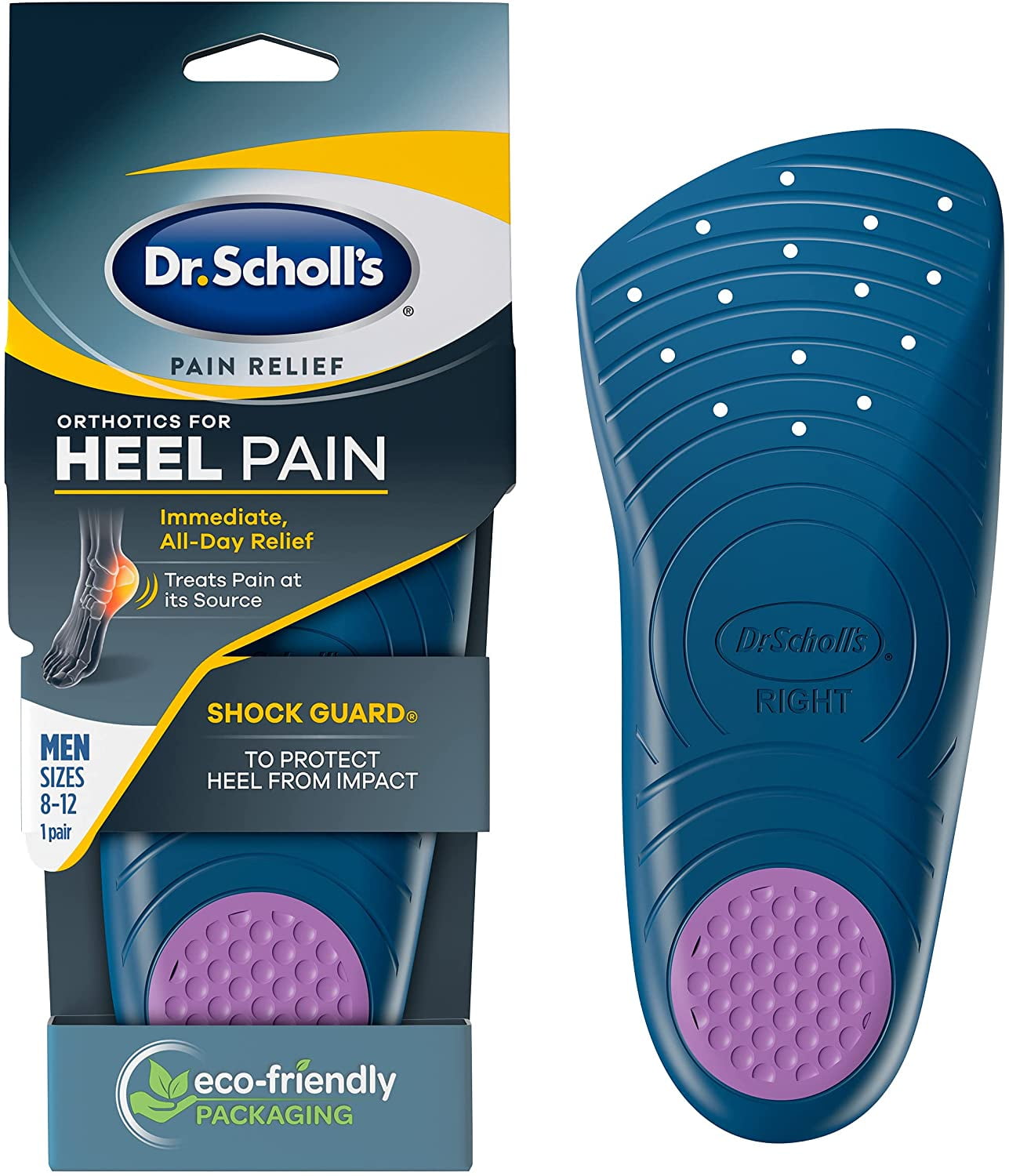 1 Pack Scholl's Comfort Heel Cushions for Men with Massaging Gel 1 Pair Dr 