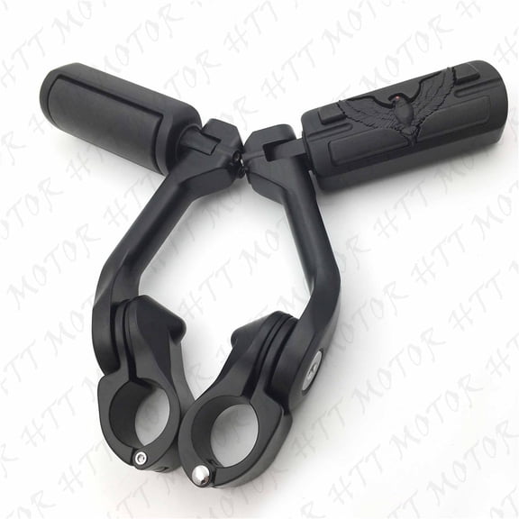 HTT-MOTOR Black 5" Long FootPeg Kit 1.25" Engine Guard For Yamaha Roadstar xv1700