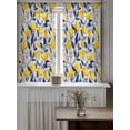 thumbnail image 4 of Yellow Lemon Tier Curtains 45 Inch Length,Sheer Curtains for Bedroom Living Room Window Blue Leaf Vintage Botanical Summer Spring Small Half Window Kitchen Curtains & Drapes 27.5"x45" 2 Panels, 4 of 6