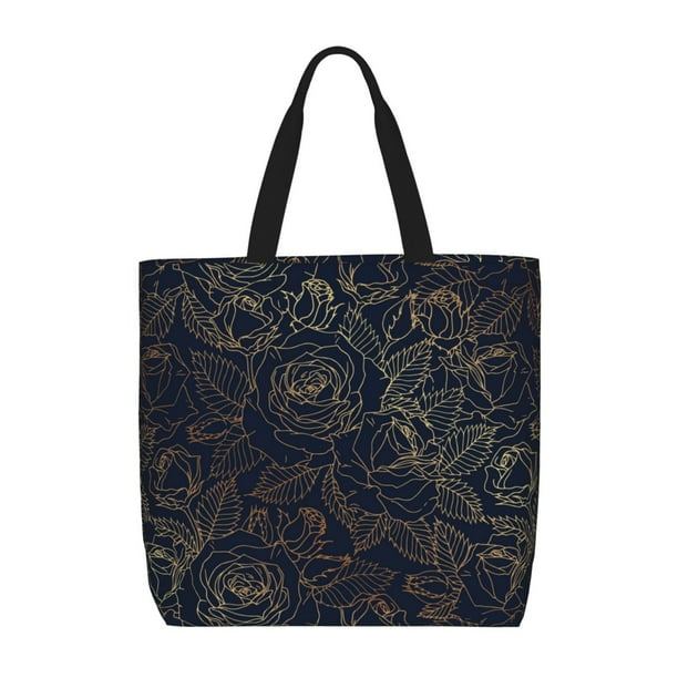 Balery Copper-Gold Gloss Outline Rose Bolsa de Mano para Mujeres con Cremallera, Bolsa de Gimnasio con Compartimentos, Bolsa para Laptop, Bolsa para Trabajo