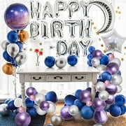 SPECOOL Galaxy Balloons for Galaxy Party Decorations - Outer Space Galaxy Party Supplies Space Planet Metallic Latex Balloons Moon Star Foil Balloon for Boy Kid Birthday Party Decorations
