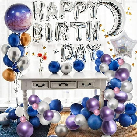 SPECOOL Galaxy Balloons for Galaxy Party Decorations - Outer Space Galaxy Party Supplies Space Planet Metallic Latex Balloons Moon Star Foil Balloon for Boy Kid Birthday Party Decorations