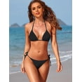 thumbnail image 4 of Tainehs Women's Sexy Halter Thong Bikini Tie Two Sides Bottom Triangle Bikini Swimsuits, 4 of 8