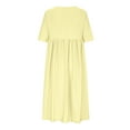 thumbnail image 5 of Meichang Eyelet Dresses for Women Solid Loose FIr Crew Neck Short Sleeve Midi Dresses Folwy Summer Beach Dresses with Pockets Work Dresses for Women Yellow M, 5 of 6