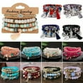 thumbnail image 2 of EOEMY Charm Boho Women Multi-Layer Stretch Beaded Natural Stone Tassel Bracelet Bangle-4Pcs Gray Beads, 2 of 9