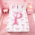 thumbnail image 5 of meiyoeat Pink Ribbon Bowknot King Sheets For Bow Lovers,Girls Personalized Monogrammed P Gifts Bedding Kids,4 Pieces, 5 of 6