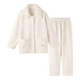 thumbnail image 5 of FDGIU Women's Winter Fuzzy Pajamas Set‌, 2 Piece Cozy Fleece Sleepwear, Loungewear Long Sleeve Top with Pockets, 5 of 5