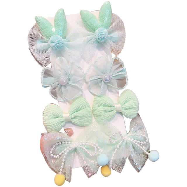 Paquete de 8 lindos accesorios para el cabello para niñas: pinzas para el cabello, pasadores y lazos para niños pequeños