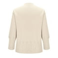 thumbnail image 5 of Qulqfy Pullover Women's Sweaters Cotton Tunic Beige Crew Neck Jacquard Knitted Long Sleeve Solid Shirts Womens Fall Sweater L, 5 of 6