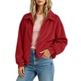 thumbnail image 6 of Women's Corduroy Jackets Zip-Up Stand Collar Long Sleeve Coat Fall Casual Oversized Going Out Outerwear Tops With Pockets, 6 of 7