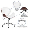 thumbnail image 2 of Mid-Back Mahogany Wood Swivel Conference Chair in Black Leather, 2 of 9