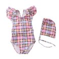 thumbnail image 1 of Baby Girl Swimsuit Cute One Piece Bathing Suit with Sun Protection Ruffles Swimwear (9M-6T), 1 of 3