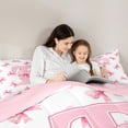 thumbnail image 4 of Erosebridal Dreamy Princess Style 7-Piece Bedding Comforter Set,Pink Bowtie Monogrammed T King Bedding Sets For Princess,Reversible, 4 of 7