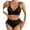 Black, variant on Eytino Bikinis for Women High Waisted Bikini Sets Swimsuit Ribbed V Neck Drawstring Tie Side Bottom Two Piece Bathing Suit Blue S