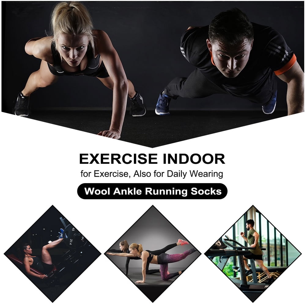 Busy Socks Ankle Wool Running Sport Socks for Women Men,Navy,Medium,3-Pack