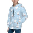 thumbnail image 2 of Kdxio Goose White Flowers Pattern Kids Boys Girls Zip Up Hoodie 3D Printed Hooded Sweatshirt Hoody Coat with Pocket 7-12 Y-Medium, 2 of 6