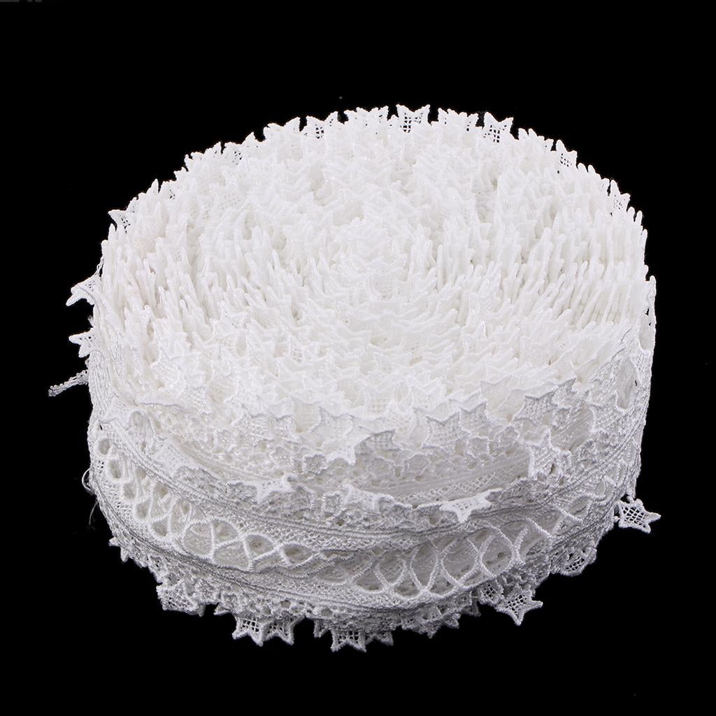 HILABEE Lace Ribbon For Crafts -15 Yards Floral Pattern Fabric For Cards, Sewing, Hair Bows, Gift Package Wrapping, Floral Designing. 3 Inch Wide, Black/White - White, 8cm