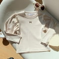 thumbnail image 2 of vdgthytj Toddler Baby Girls Long Sleeve Shirts Cute Ruffle Bowknot Embroidered Crew Neck Basic Tops Layering Tees, 2 of 4