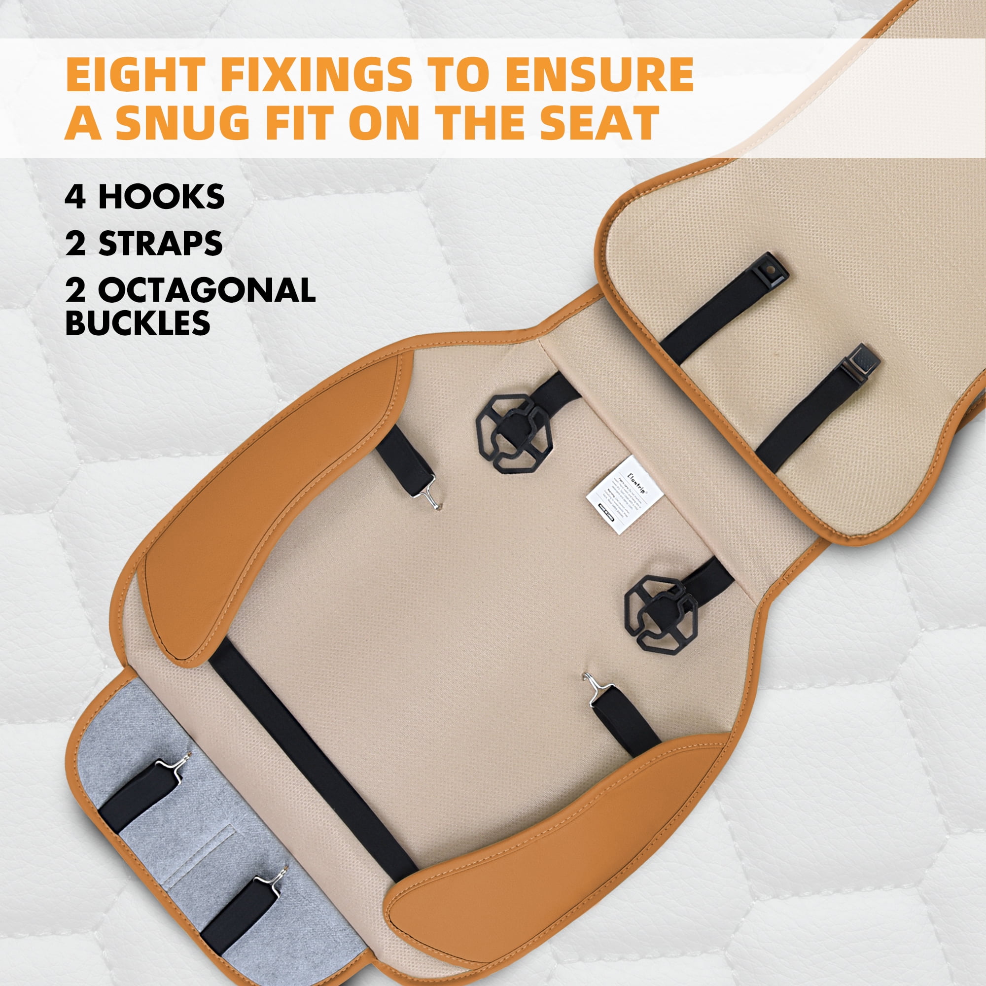 Elantrip 2PCs Front Car Seat Covers Leather Water Proof Seat Universal Fit for Most Cars SUVs Brandy