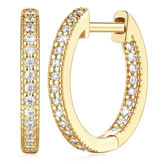 14K Gold Hoop Earrings for Women Cubic Zirconia Huggie Hoop Earrings Hypoallergenic CZ Earrings 14K Gold Plated Jewelry Women's Earrings Christmas Birthday Gifts for Women