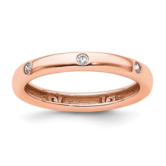 Auriga Fine Jewelry 14K Rose Gold Size 4.5 Bezel-set 1/10 carat Diamond Complete Eternity Band for Women