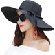 thumbnail image 1 of Harhinhe Sombrero de paja de ala ancha para mujer, plegable, enrollable, UPF 50+, sombreros de playa de verano, 1 of 2
