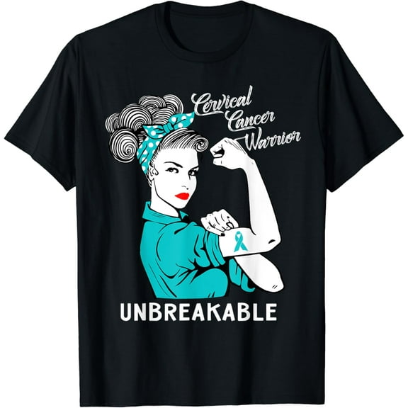 t-shirt Cervical Cancer Warrior Unbreakable t-shirt Awareness Gift mens t shirt，black，women，funny，misfits，men，journey