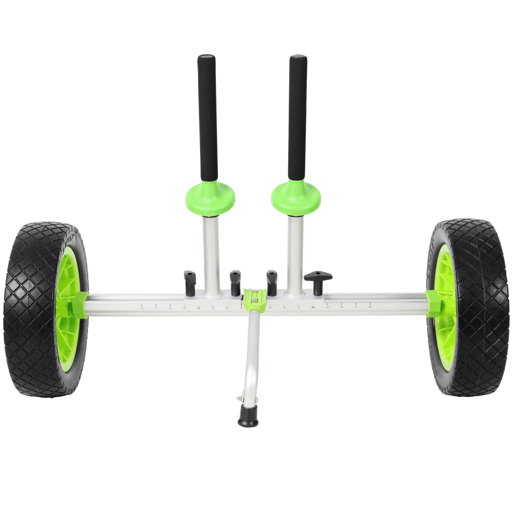 Tcbosik Sit-On-Top Kayak Cart, Width Adjustable Plug-in Kayak Dolly with 12" Solid PU Wheels, Detachable & Portable Aluminum Kayak Trolley for Fishing Kayaks, Green