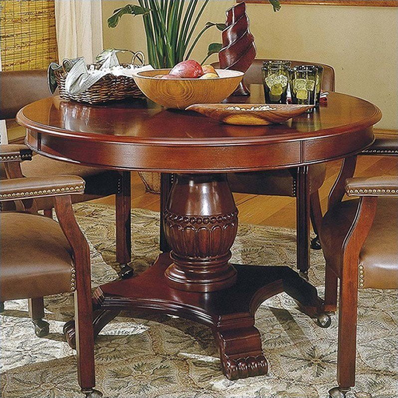 Wood Round Casual Dining Table, Cherry Wood Round Dining Room Set