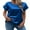 Blue, variant on Esaierr ‌‌Silk Satin Round Neck T-Shirt for Women's Short Sleeve Loose Fit Breathable Casual Summer Top‌