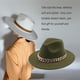 thumbnail image 3 of Qarigey Sombreros Fedora Unisex, tejido de ala ancha, collar de oro cálido, gorro de lana, cadena de cono de Color sólido, sombrero grueso de Sombreros Verde oscuro, 3 of 6