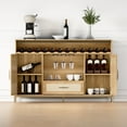 thumbnail image 6 of BELLEZE Wine Cabinet, 55" Rattan Wine Bar Cabinet with Wine Rack, Glass Holders and Drawer, Coffee Bar Cabinet for Dining Room, Living Room, Kitchen - Marcel (Camel), 6 of 7