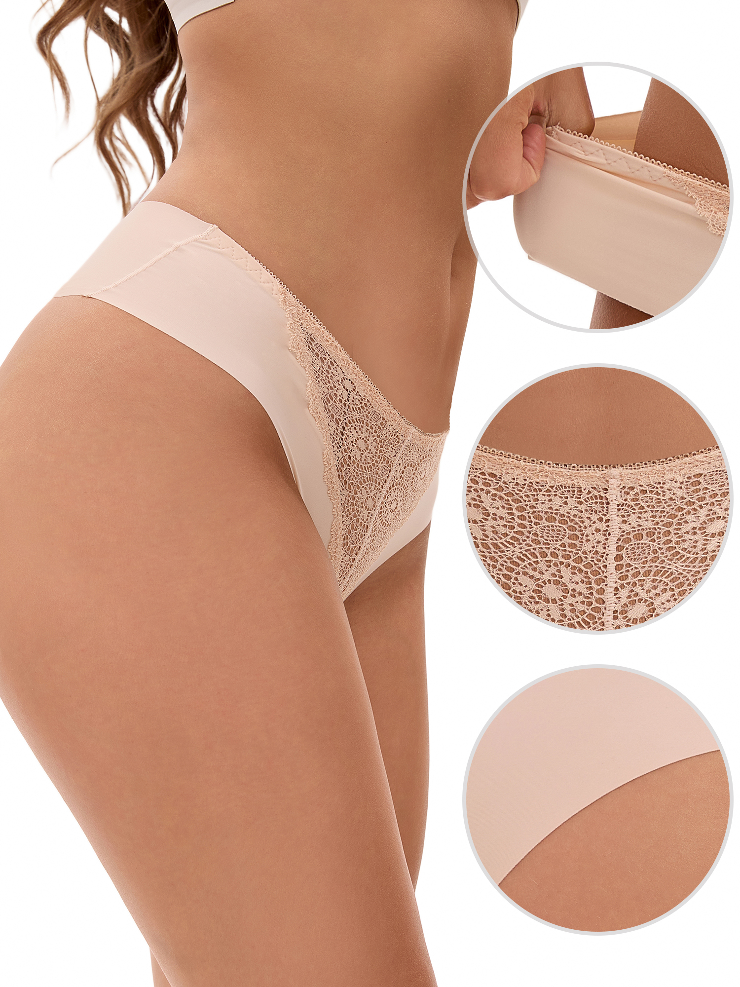 Unique Bargains Women's Mid Waisted Smooth Silky Breathable Underpants M Beige