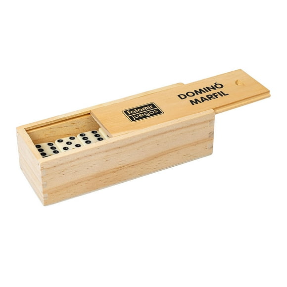 Dominó Marfil caja de madera, Falomir, 27945, Blanco, Juego de Mesa. FALOMIR FALOMIR 27945