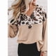 thumbnail image 2 of Leopard Long Sleeve Pullover, Leopard Waffle Knit Skin Friendly Button Front  For Women For Office ANGGREK Caqui XXL, 2 of 7