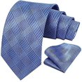 thumbnail image 3 of HISDERN Extra Long Ties for Men Plaid Checkered Tie Handkerchief Silk Mens Necktie Pocket Square Set, 3 of 6