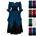 thumbnail image 2 of Renaissance Dress Women 2026 Halloween Long Sleeve Off The Shoulder Medieval Dress Flowy Maxi Dresses Blue XL, 2 of 5