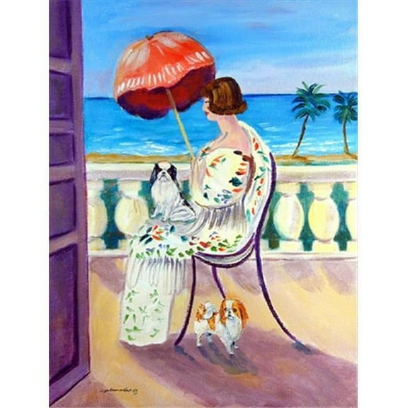 11 x 15 in. Lady with her Japanese Chin Garden Size Flag