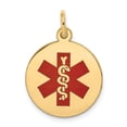 thumbnail image 1 of 14K Yellow Gold Charm Pendant Medical Alert Red 18.7 mm 16, 1 of 2