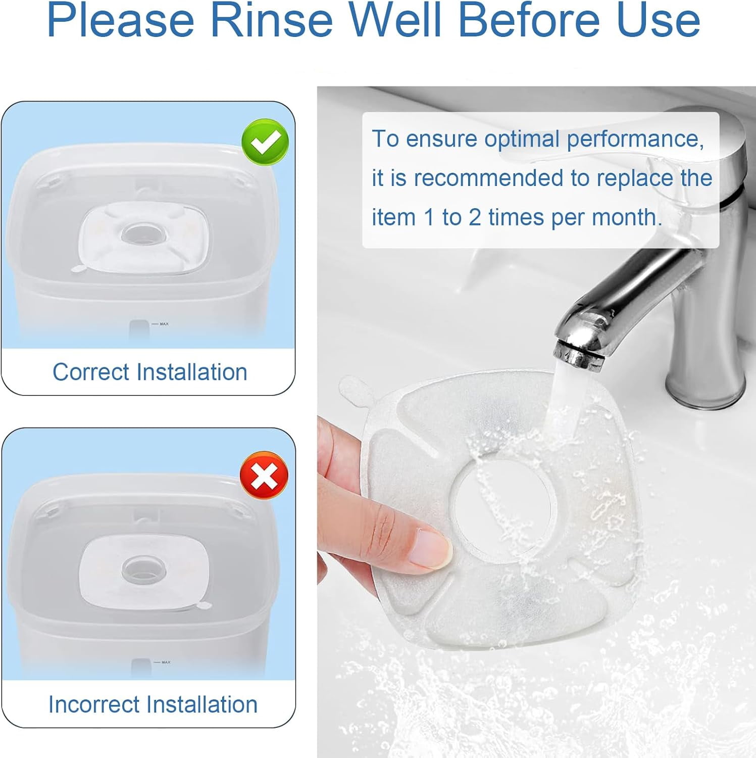40PCS/Set Cat Water Fountain Filter, Compatible with veken /Ophanie 95oz/2.8L Pet Fountain Replacement Filters, 20 Sponges and 20 Water Fountain Filters for Cat Fountain Dog Water Bowl Dispenser