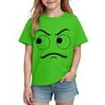 thumbnail image 4 of Blusas y camisas de manga corta con cuello redondo para niños y niñas, color liso, con estampado de expresión linda, manga corta, holgadas y cómodas, blusa para niña, 4 of 5