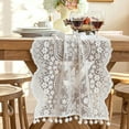 thumbnail image 2 of Holiday Tablecloth 19x47 Inch Lace Sideboard Runner for Dining Decor, Rustic Long Table Flag - American Household Cover Accent for Cabinet Sofa Protection White Tablecloth, 2 of 6