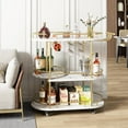 thumbnail image 2 of GloryStar Gold Bar Carts with 4-Tiers Storage Shelves，Mobile Bar Seving Carts On Wheels with Wine Rack and Glass Holder for Kitchen, Dining Room, Living Room, 2 of 7