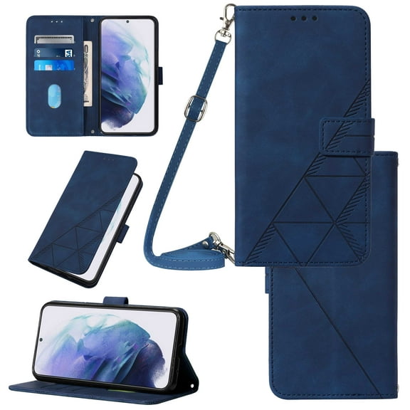Crossbody Phone case for Samsung Galaxy A05 case with Shoulder Strap Card Holder for Samsung A05 Magnetic flip Wallet Cover Premium PU Leather with Credit Card Slot and Kickstand,
Blue