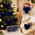 thumbnail image 5 of 6Pcs Velvet Christmas Balls, Flocked Bow Shaped Baubles for Christmas Tree, Shatterproof Flocked Ornaments Balls for Family Holiday Wedding Party Xmas Hanging Decoration(Blue), 5 of 7