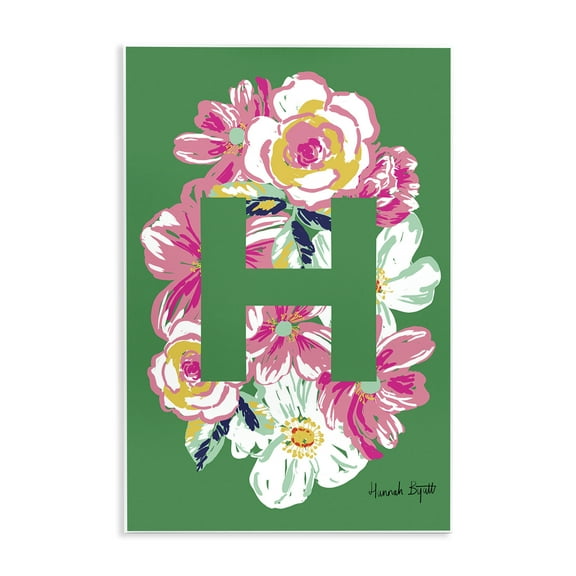 Stupell Industries Floral Bloom Letter H Botanical & Floral Painting Unframed Art Print Wall Art, 10 x 15