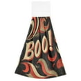 thumbnail image 2 of Boo with Abstract Pattern Halloween Hanging Towels with Loop Hand Towels Nylon Fastener Tape Design Dish Cloths 2 Pieces, 2 of 7
