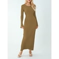thumbnail image 1 of xiaxaixu Robe en Tricot pour Femmes, Manches Longues Élégantes Col Rond Côtelé Robe Longue d'Automne Mode Urbaine, 1 of 9