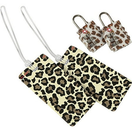 Lewis N. Clark Set of 2 Leopard Locks and 2 Leopard Tags