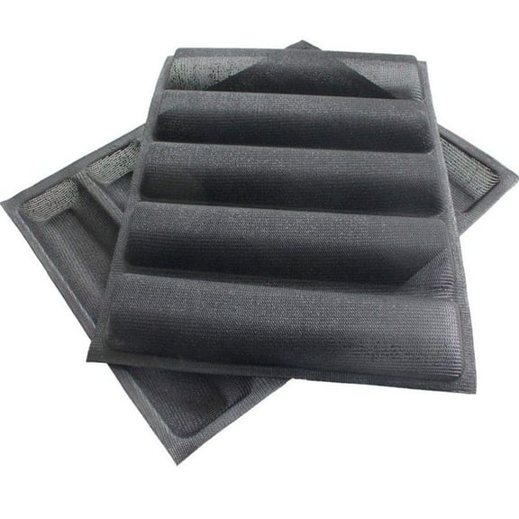 2Pcs Silicone Perforated Baking Forms Sandwich Mold French Bread Pan Food Mat 5 Loaf Non-Stick Liners